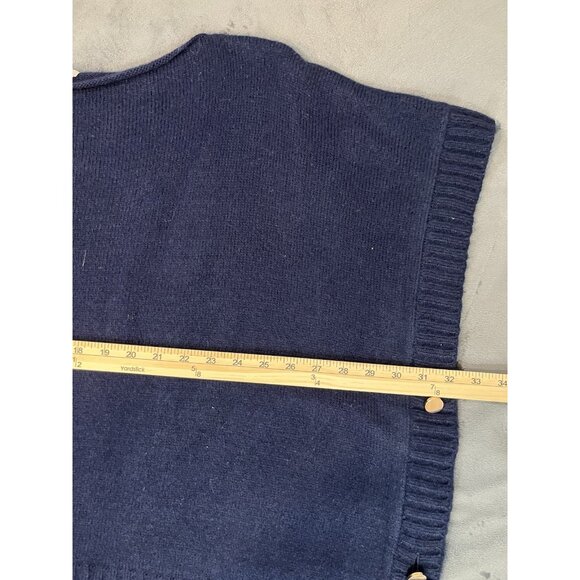 Loft Womens Sweater The Modern Poncho Blue Gold Buttons Size XS S - Picture 7 of 13